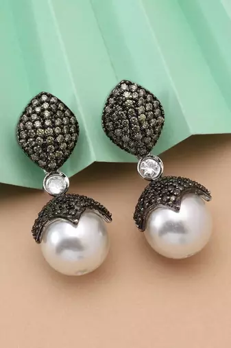 Mehendi green color american diamond earrings