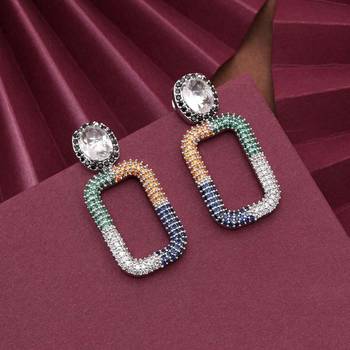 Multi color american diamond earrings 1