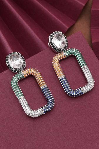 Multi color american diamond earrings