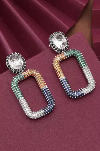 Multi color american diamond earrings
