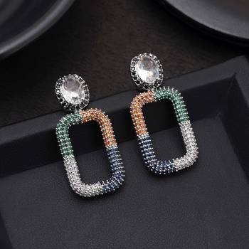 Multi color american diamond earrings 2