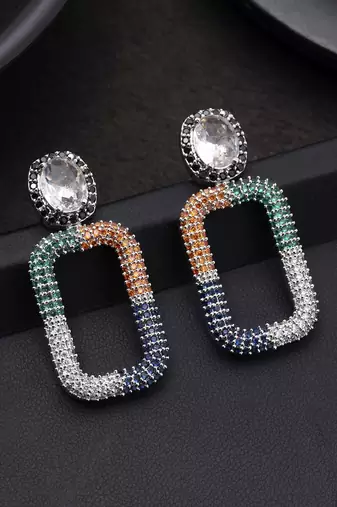 Multi color american diamond earrings