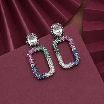 Multi color american diamond earrings 1