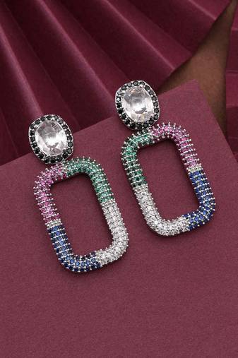 Multi color american diamond earrings