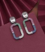 Multi color american diamond earrings