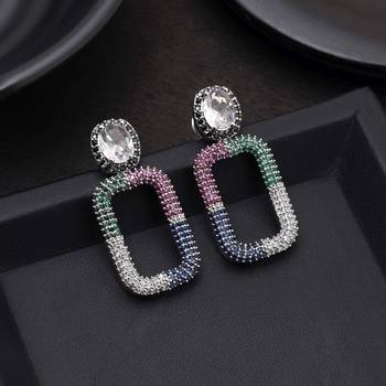 Multi color american diamond earrings 2