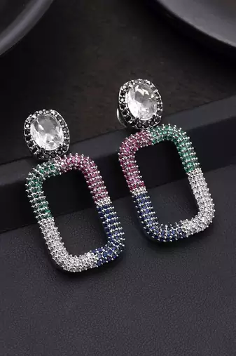 Multi color american diamond earrings