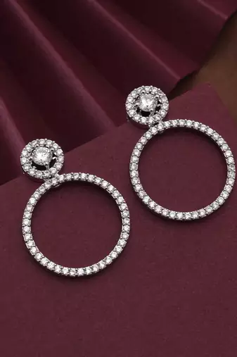 Silver color american diamond earrings