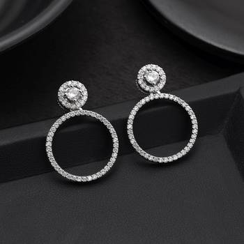 Silver color american diamond earrings 2