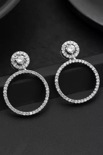 Silver color american diamond earrings