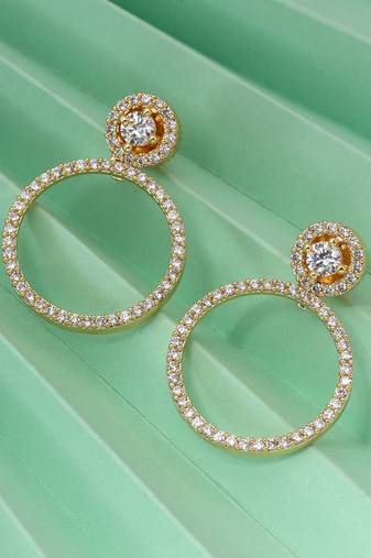 Gold color american diamond earrings