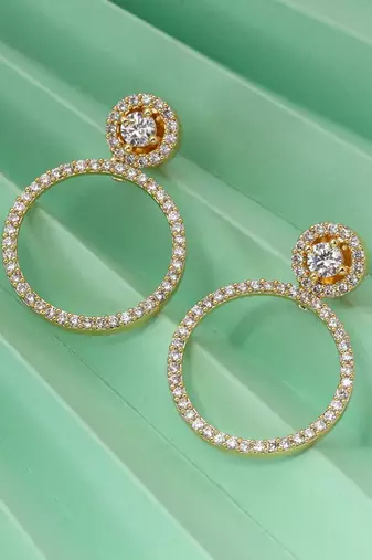 Gold color american diamond earrings
