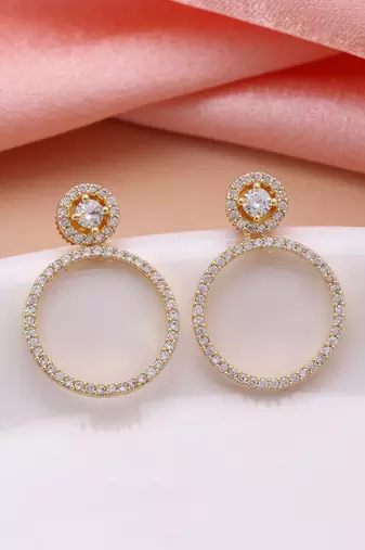 Gold color american diamond earrings