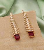 Maroon color american diamond earrings