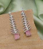 Pink color american diamond earrings