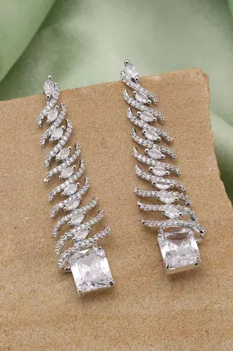 Silver color american diamond earrings