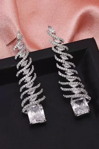 Silver color american diamond earrings