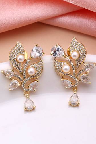 White color american diamond earrings
