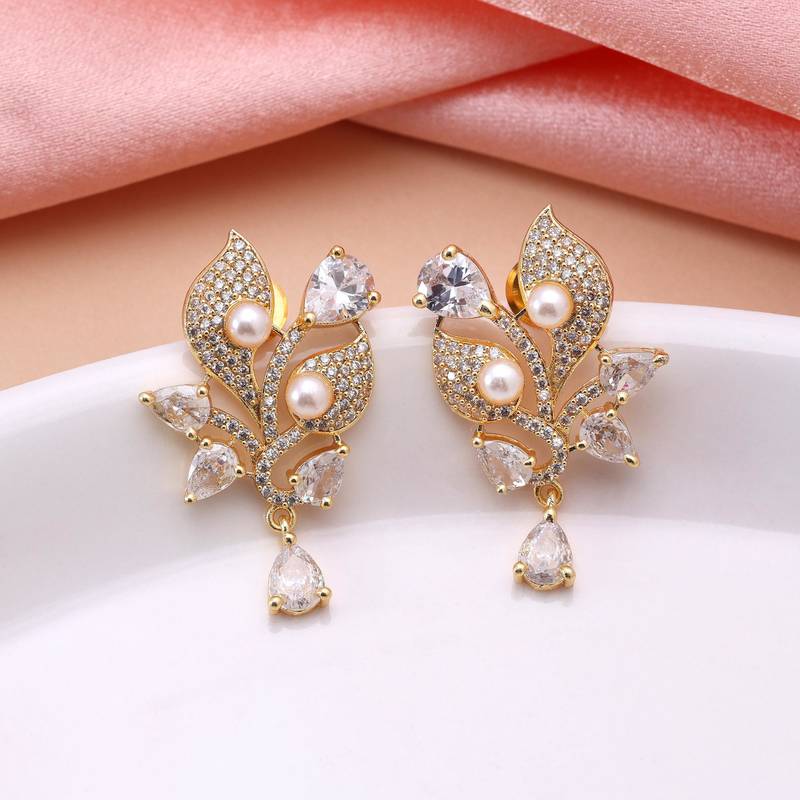 White color american diamond earrings