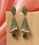 Green color american diamond earrings