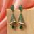 Green color american diamond earrings