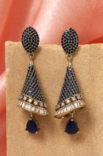 Blue color american diamond earrings