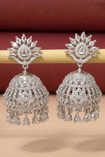 Silver color american diamond earrings