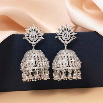 Silver color american diamond earrings 2