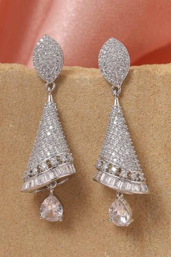 Silver color american diamond earrings