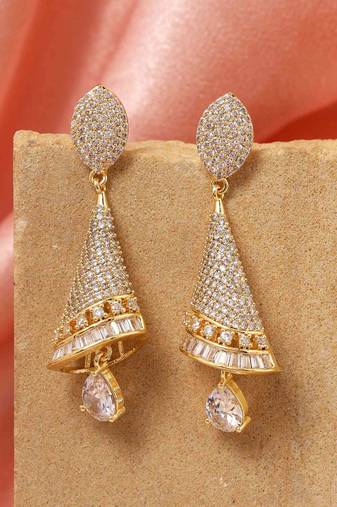 Gold color american diamond earrings