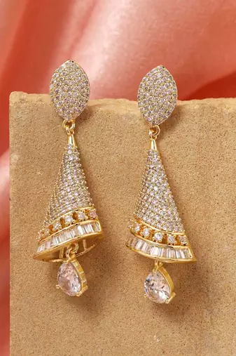 Gold color american diamond earrings