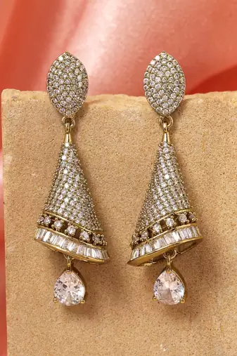 Mehendai gold color american diamond earrings