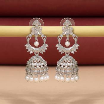 Silver color american diamond earrings 1