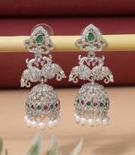 Rani & green color american diamond earrings