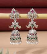 Rani & green color american diamond earrings