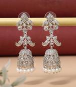 Silver color american diamond earrings
