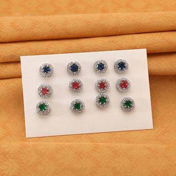 Multi color 6 pairs american diamond stud earrings combo 1