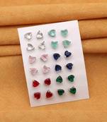 Multi color 12 pairs american diamond stud earrings combo