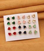 Multi color 12 pairs american diamond stud earrings combo