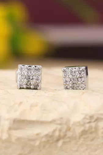 Silver color 12 pairs american diamond stud earrings combo