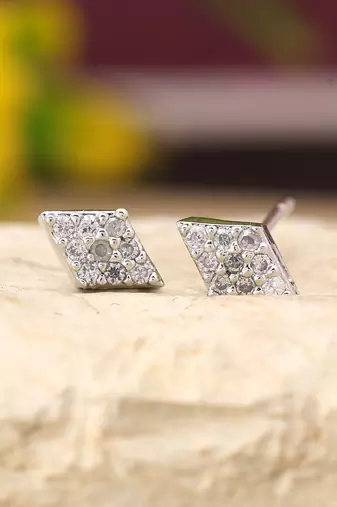 Silver color 12 pairs american diamond stud earrings combo
