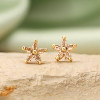Gold color 12 pairs american diamond stud earrings combo 2