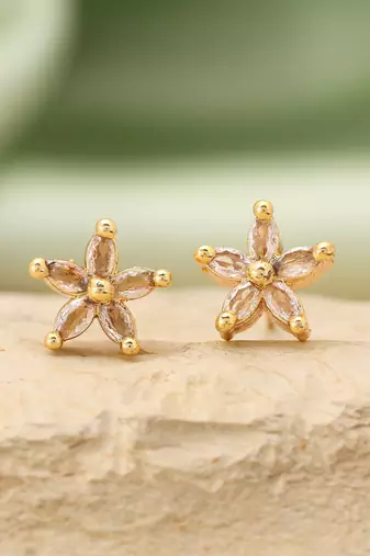 Gold color 12 pairs american diamond stud earrings combo