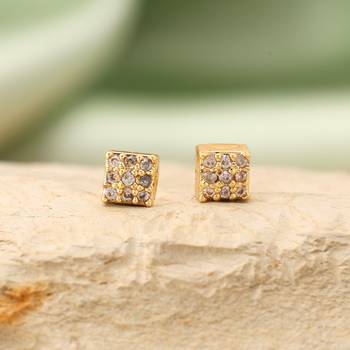 Gold color 12 pairs american diamond stud earrings combo 2