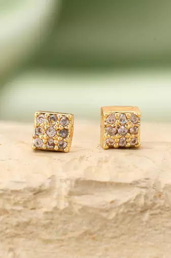 Gold color 12 pairs american diamond stud earrings combo