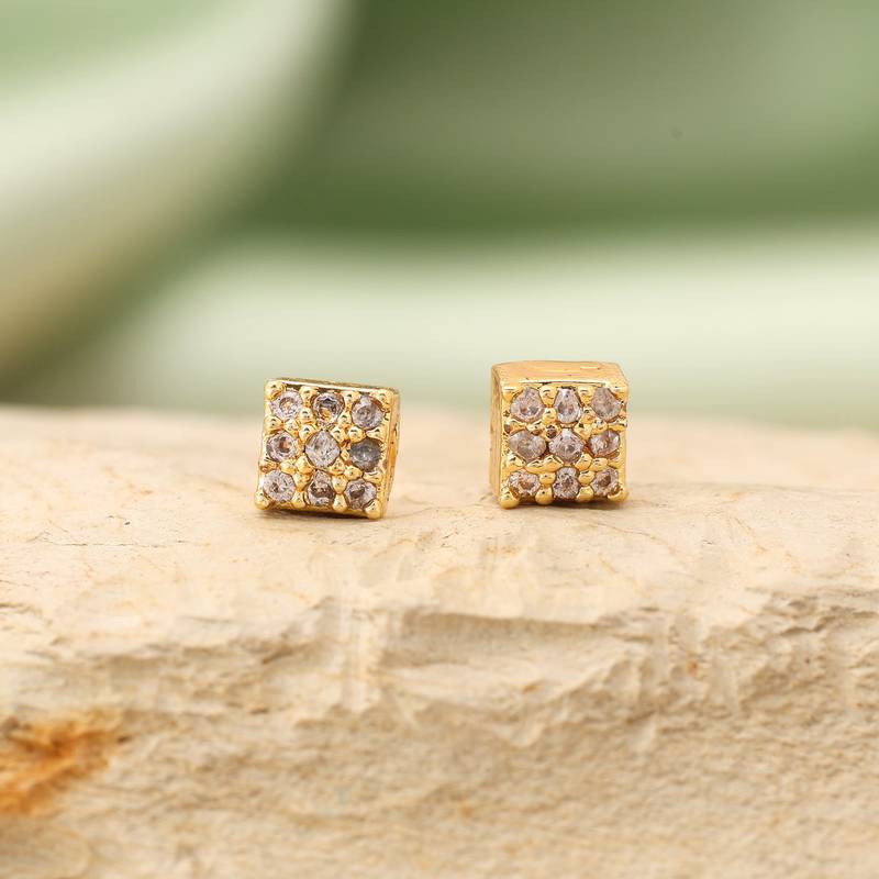 Gold color 12 pairs american diamond stud earrings combo