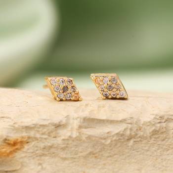 Gold color 12 pairs american diamond stud earrings combo 2