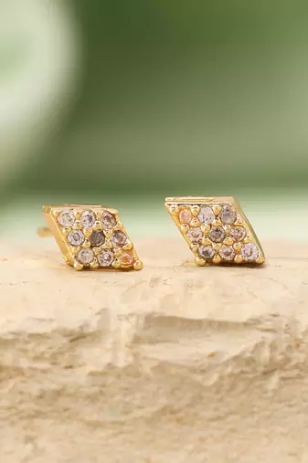 Gold color 12 pairs american diamond stud earrings combo