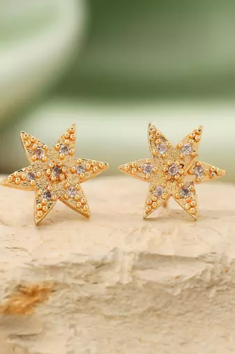 Gold color 12 pairs american diamond stud earrings combo