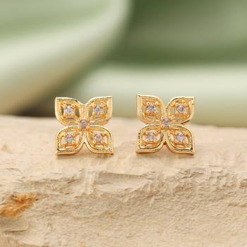 Gold color 12 pairs american diamond stud earrings combo 2
